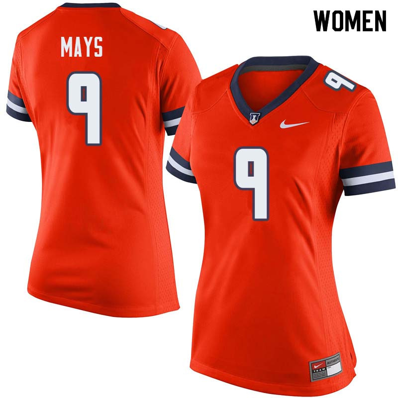 Women #9 Sam Mays Illinois Fighting Illini College Football Jerseys Sale-Orange